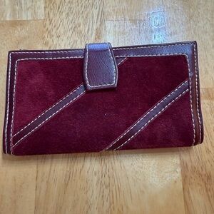 New Rga vintage wallet 80s Burgundy Suede Wallet leather art Deco